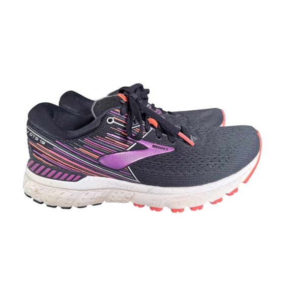 Brooks Shoes - Brooks Adrenaline GTS 19 Running Shoes Womens Size 7 Black/Purple/Orange Athleti